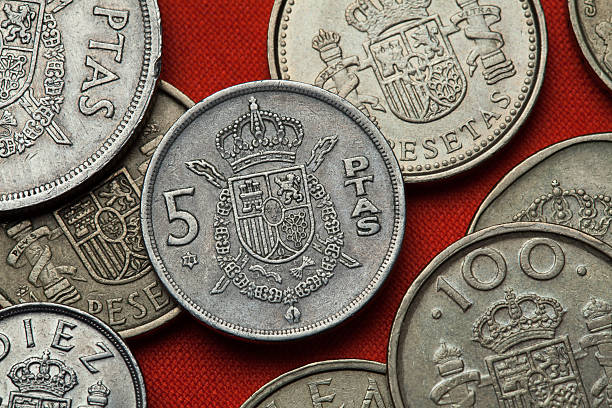 istock Coins of Spain. Spanish national emblem 523774004