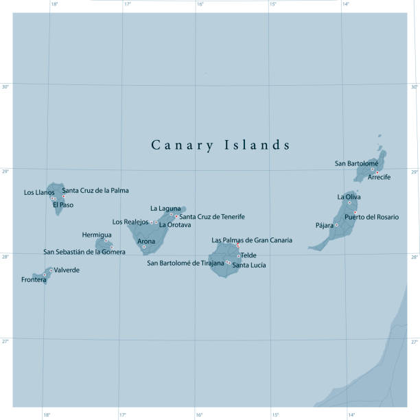 stockillustraties, clipart, cartoons en iconen met canary islands vector road map - canarische eilanden