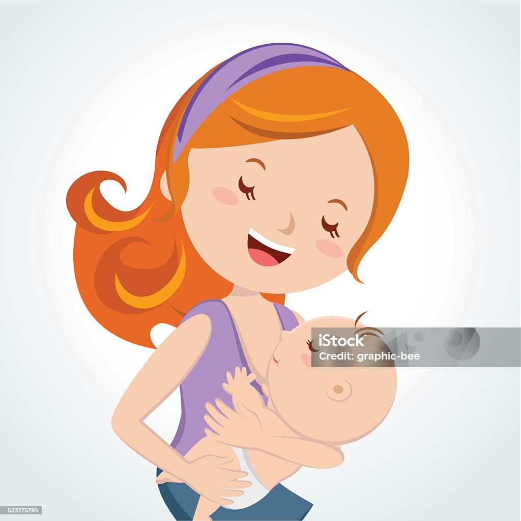 Mother Love Mother Breastfeeding Her Baby Stock Illustration - Download  Image Now - Mother, Newborn, 12-17 Months - iStock