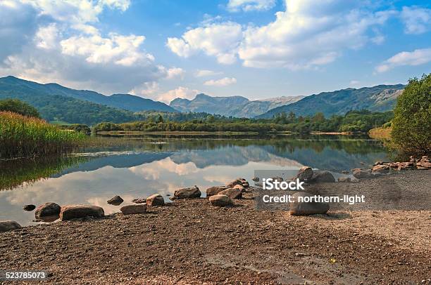 Still Calm Lake Mirrored Mountain Reflections Stock Photo - Download Image Now - Elterwater, Elterwater Lake, English Lake District