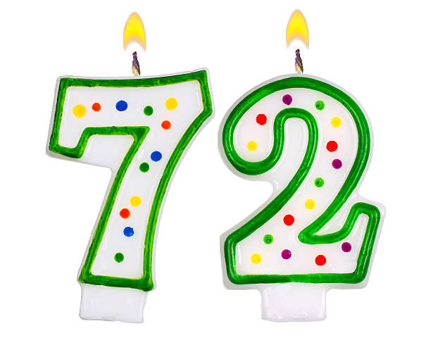 istock Birthday candles number seventy two isolated on white background 523786411