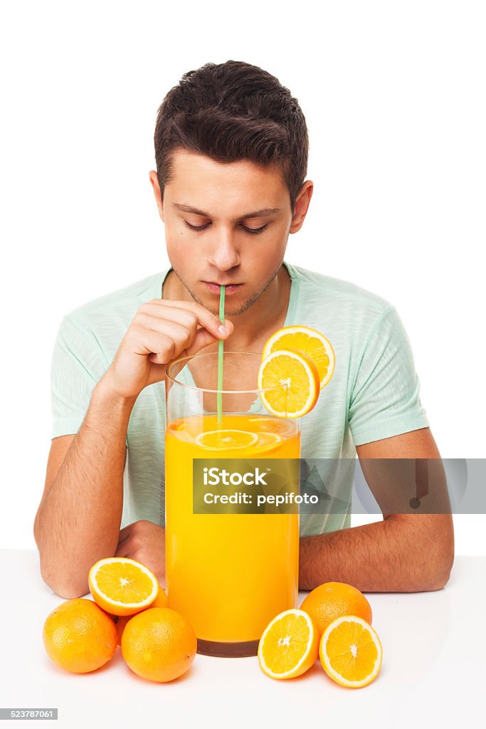 happy teen mit großen Glas Saft - Lizenzfrei Essen - Mund benutzen Stock-Foto