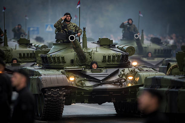 Serbian tanks stock photo