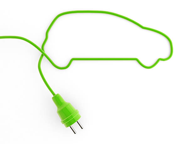 Electric car Eco car shaped electric cord chord stock pictures, royalty-free photos & images