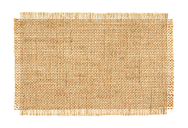 istock Piece of Burlap background textured isolated on white background 523788921
