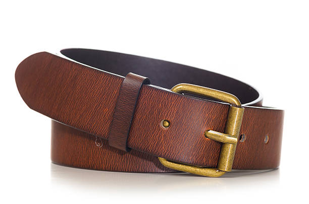 brown leather belt brown leather belt cut out from white backround leather clasp stock pictures, royalty-free photos & images