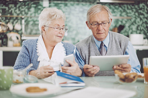 istock Senior couple having breakfast together 523819736