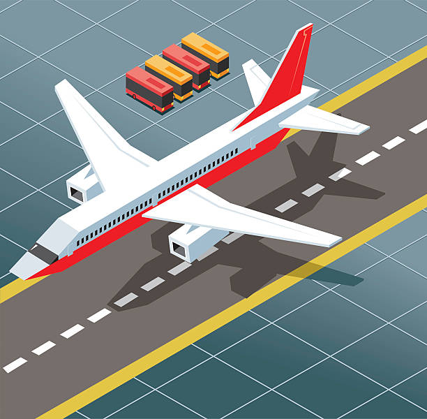 the 야생조류 landed - landed airplane travel commercial airplane stock illustrations