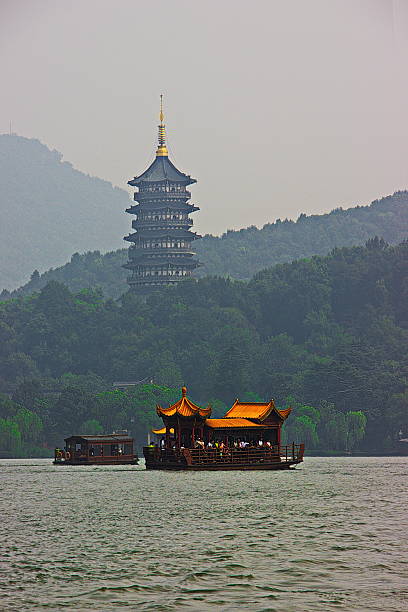 istock Chinese boat at West Lake, Hangzhou, China. 523820974