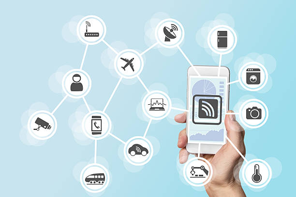 istock Digitization and mobility concept illustrated by hand holding smart phone 523821488