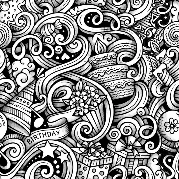 Vector illustration of Doodles holiday trace seamless pattern