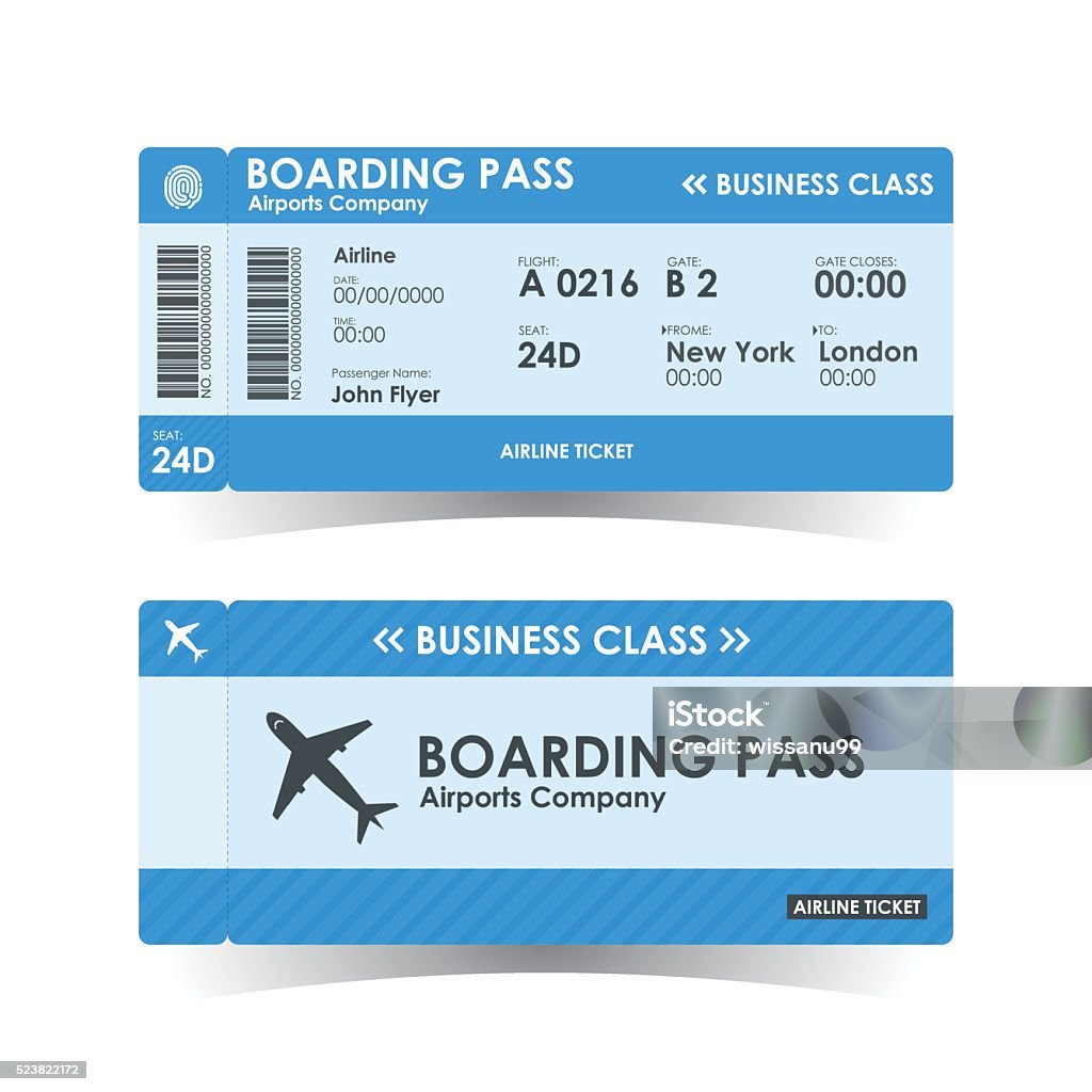 Boarding pass tickets blue design. vector illustration. Airplane Ticket stock vector