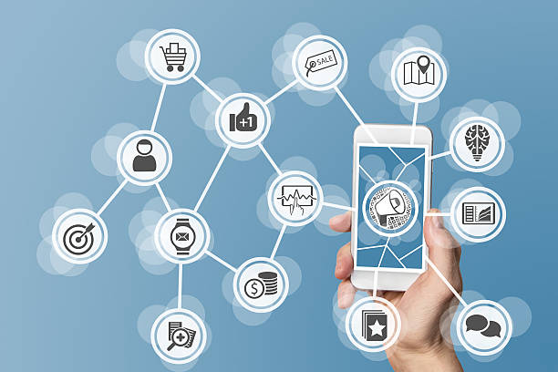 istock Digital online marketing enabled by mobile phone 523822480