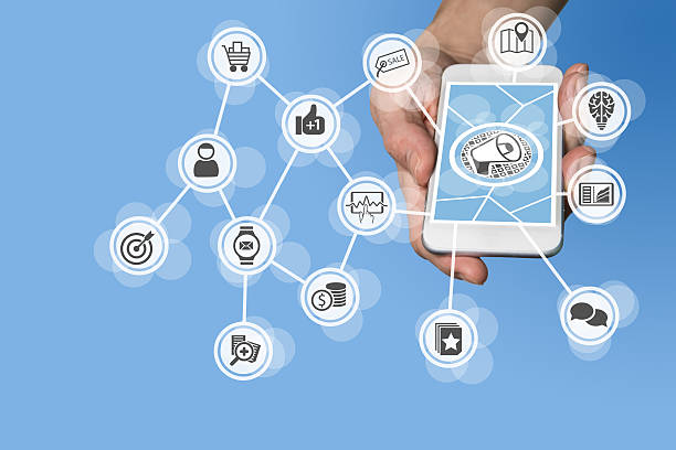 istock Digital online marketing enabled by mobile phone 523822558
