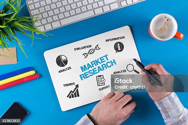 Market Research Concept With Keywords And Icons Stock Photo - Download Image Now - Market Research, Identity, Questionnaire