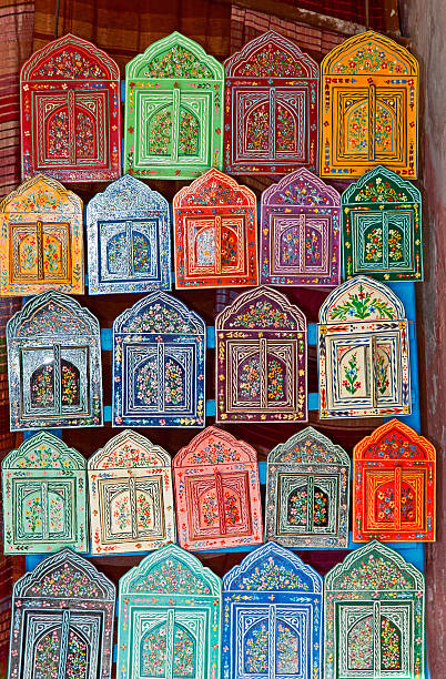 istock Multicolored wooden boxes in the Marrakech souk. Morocco. 523823348