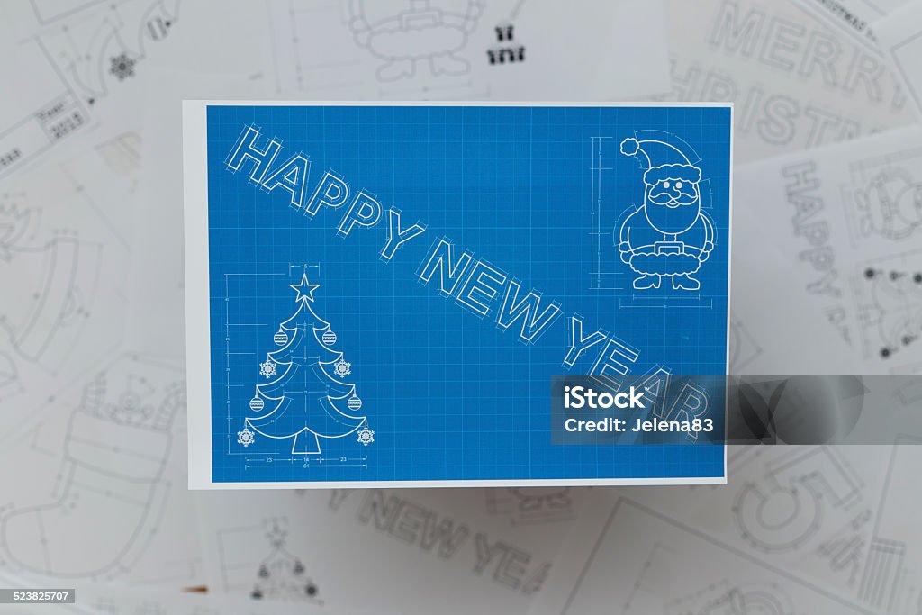 New Year Blueprint Happy New Year Blueprint 2015 Stock Photo