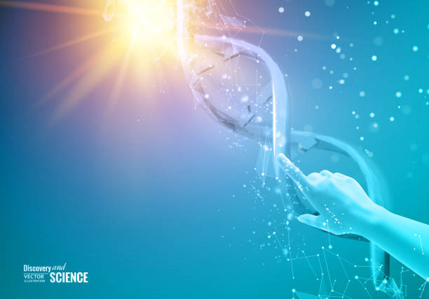Purple background with DNA Purple background with DNA. Scince illustration of a DNA molecule. coil tubing stock illustrations