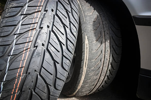 istock Worn Tire. New Tire. 523826449
