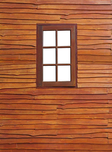 istock The Old wooden window on wood background 523827341