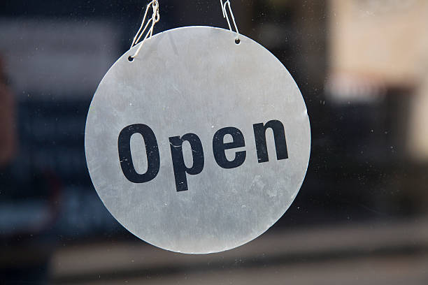 istock Open Sign on Shop Door 523827422