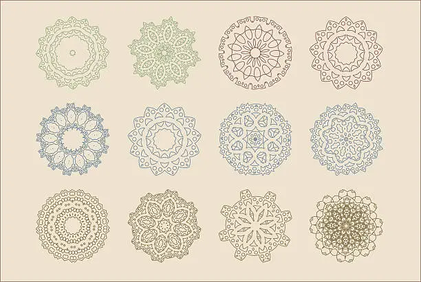 Vector illustration of Vector set of arabic oriental retro indian circular mandala patterns