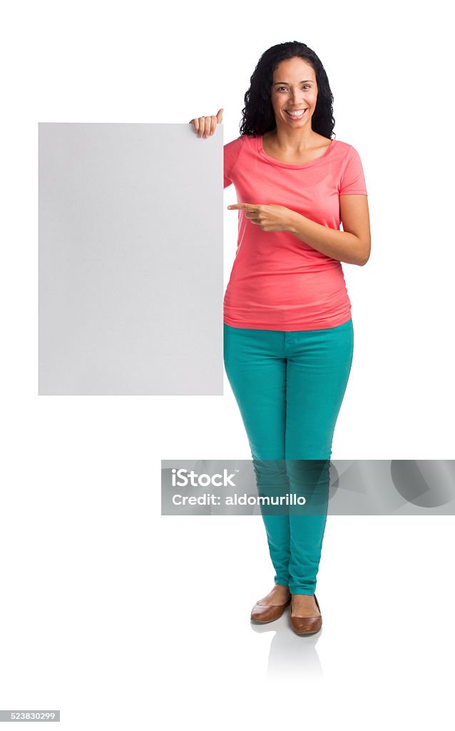 Woman with a blank placard http://www.capturasv.com/work/istock/session232.jpg 30-39 Years Stock Photo