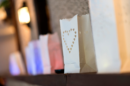 Heart Shaped Paper Bag for Candle as Romantic Decoration.
