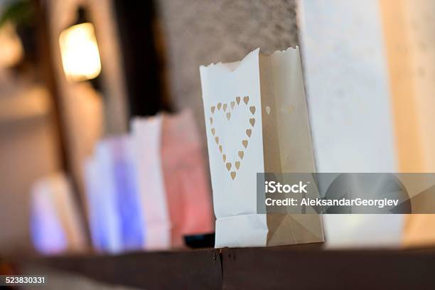 Heart Shaped Paper Bag For Candle As Romantic Decoration Stock Photo - Download Image Now