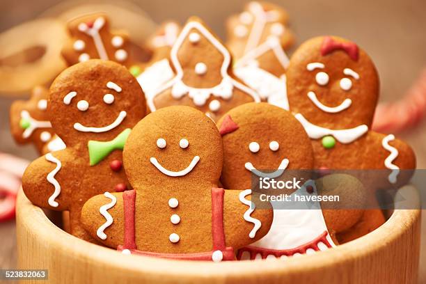 Christmas Gingerbread Cookies Stock Photo - Download Image Now - Art And Craft, Brown, Cake