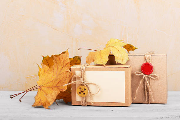 istock Gift boxes on vintage wooden background 523832309