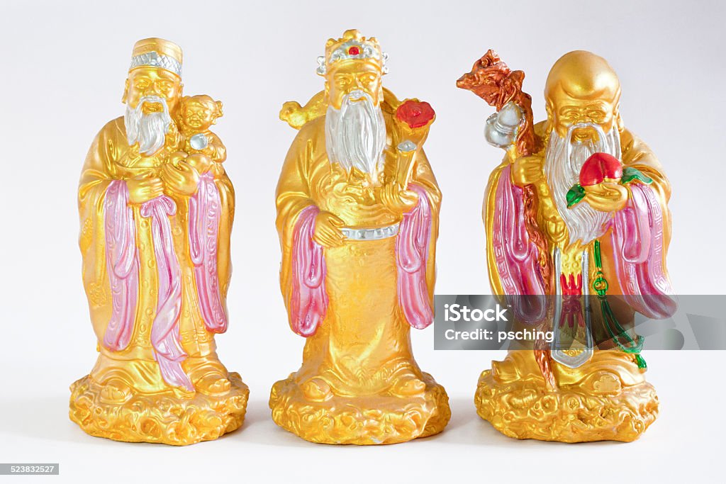 chinese gods - Lu Fu Shou The statues of three chinese gods - Lu Fu Shou Chinese Culture Stock Photo