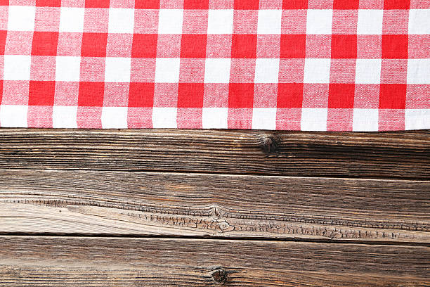 istock Napkin on brown wooden background 523833942