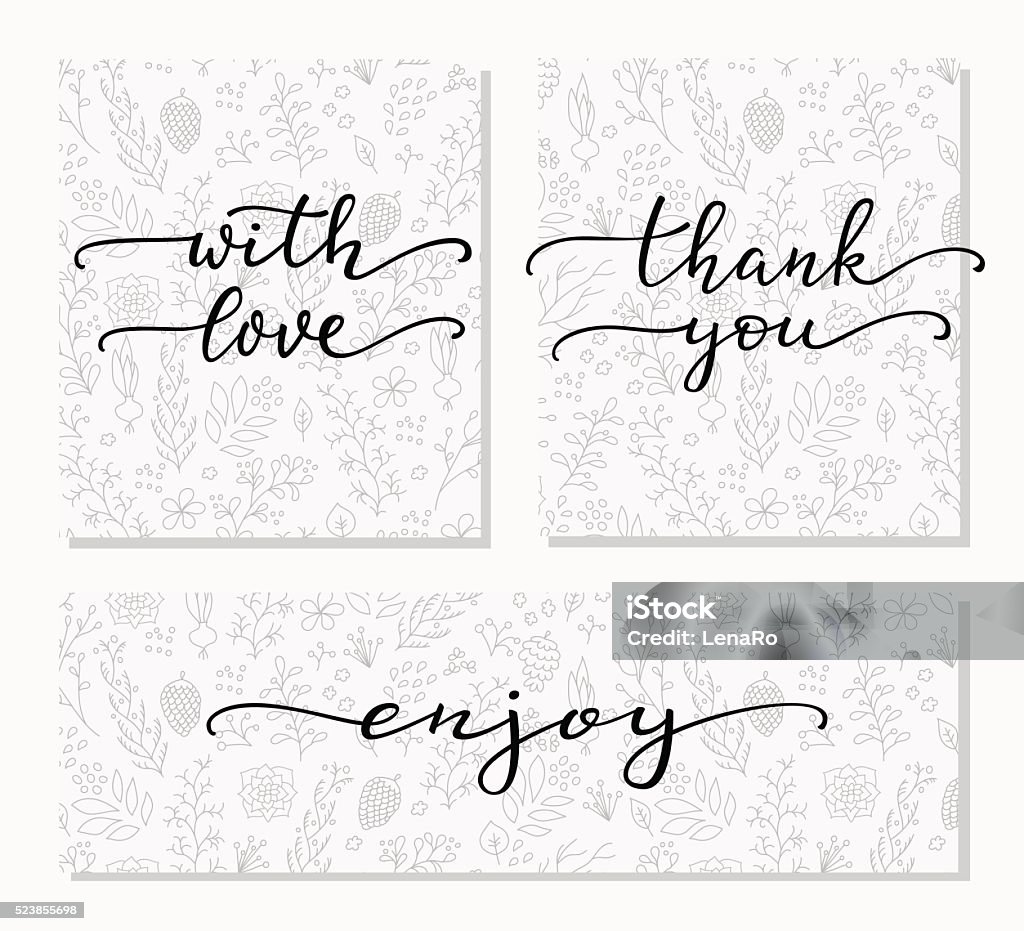 Message In Calligraphy Hand Written Calligraphy Style Messages Set Stock Illustration ...
