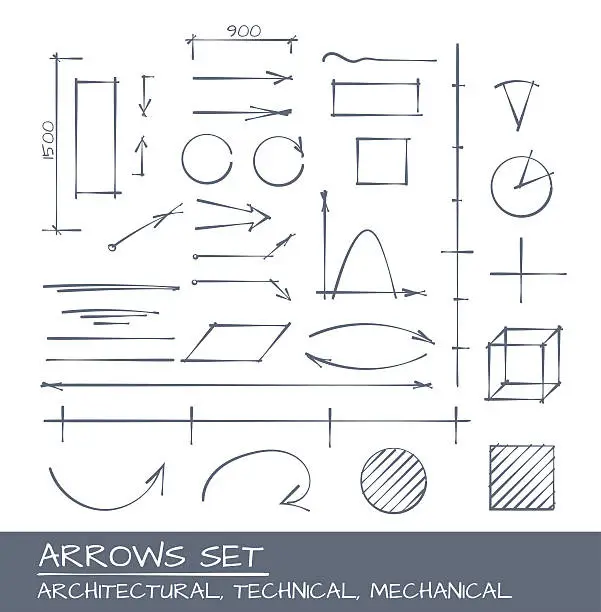 Vector illustration of Arrows Hand Drawn Set