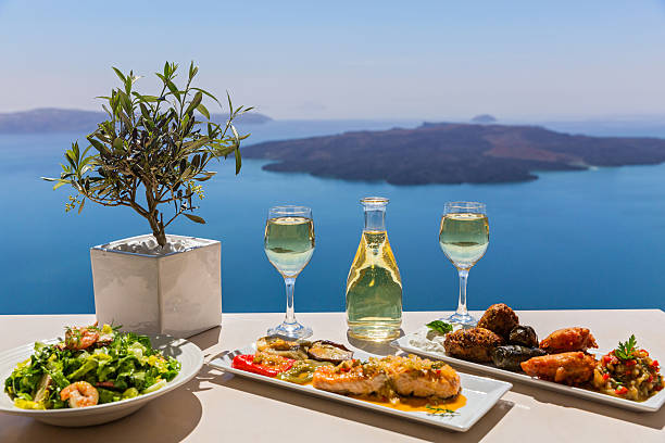 istock Lunch and wine by the sea 523856048