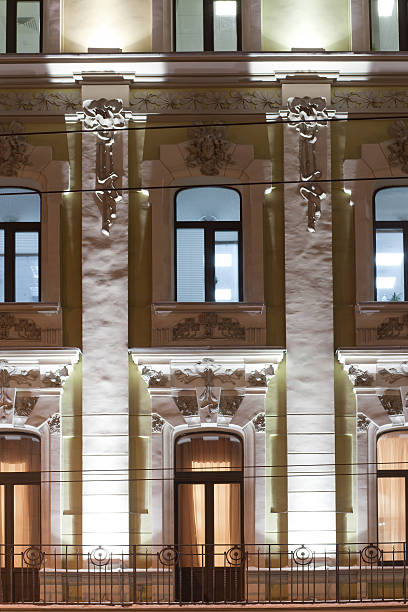 istock Evening lighting the front of the building in neoclassical style. 523856602