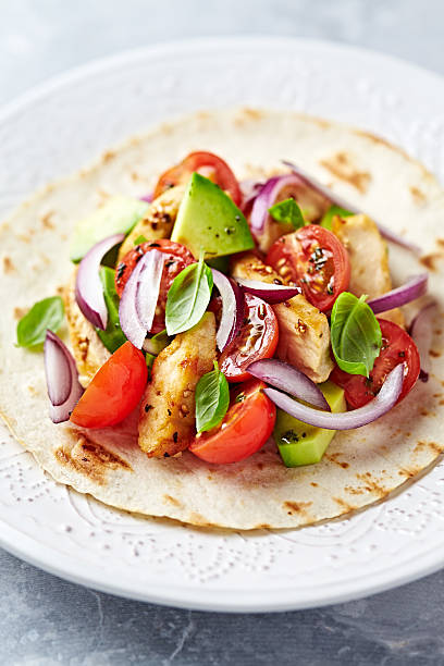 istock Fajita with Grilled Chicken and Fresh Vegetables 523856634