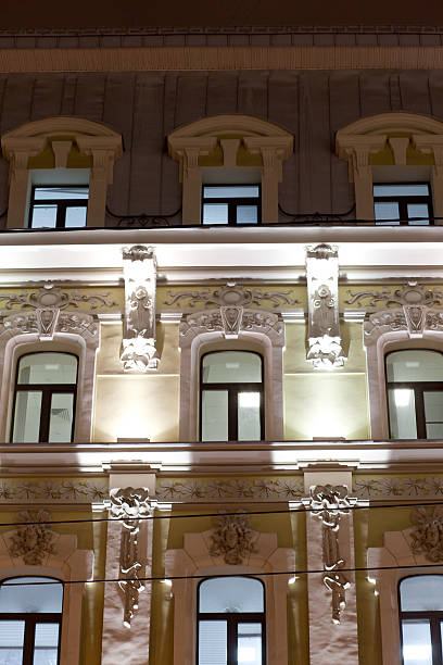 istock Evening lighting the front of the building in neoclassical style. 523856704