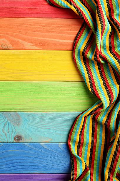 istock Napkin on colorful wooden table, close up 523856854