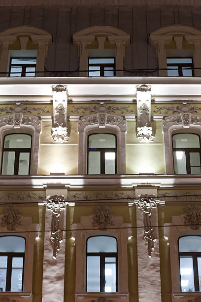 istock Evening lighting the front of the building in neoclassical style. 523856886