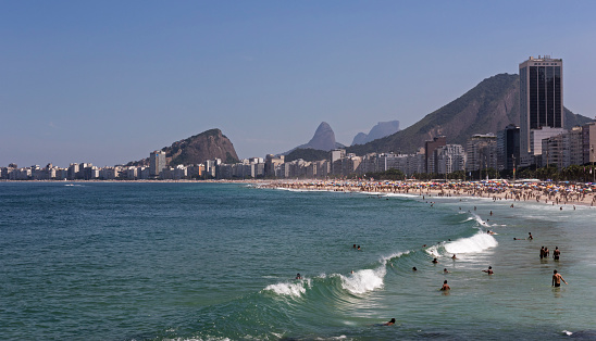 Sunny day in Copacabana Beach, Rio de Janeiro, Brazil