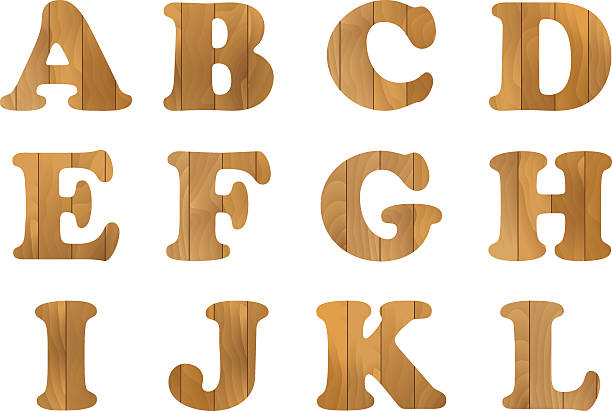 木製のアルファベット、ベクトルセット、木製の文字のテキストメッセージ - text wood alphabet nature点のイラスト素材／クリップアート素材／マンガ素材／アイコン素材