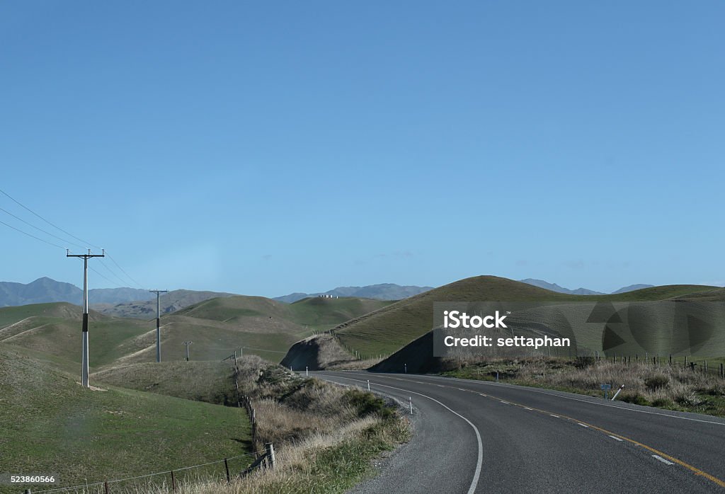 On The Road with Location mountain on highway in NewZealand On The Road with View Location mountain on 1 highway in NewZealand Adventure Stock Photo