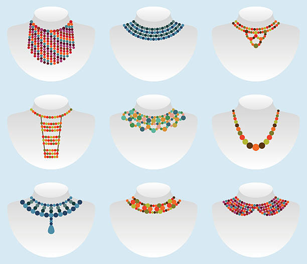 koralik kolorowe zestaw. ilustracja wektorowa - necklace jewelry backgrounds craft stock illustrations