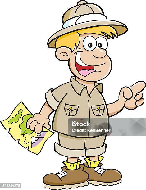 Explorer Poster. Cartoon Cartoon Boy Dressed As An Explorer Stock Illustration - Download Image ...