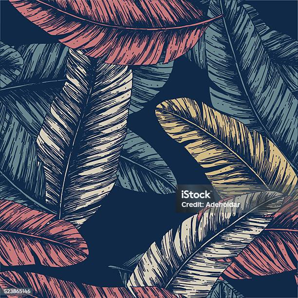 Tropical Palm Leaves Seamless Pattern Vector Illustration Stock Illustration - Download Image Now