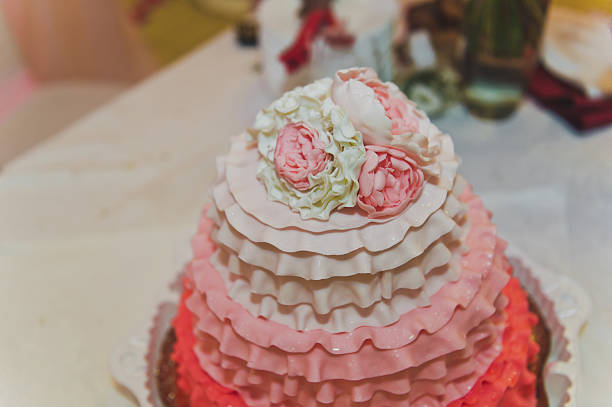 istock Wedding cake of three colors 523869516