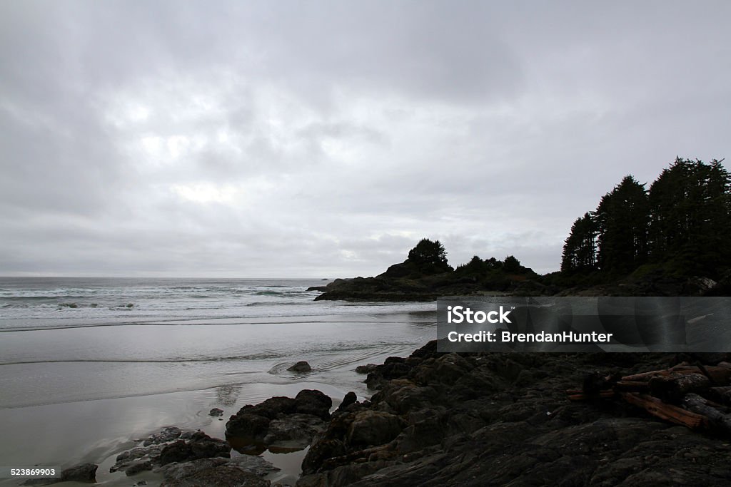 End of the Land Cox Bay beach, near Tofino, in British Columbia  Beach Stock Photo