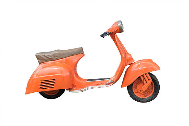 istock Orange Retro Motorcycle isolated on white with clipping path 523871009